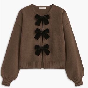 Commense velvet - Bow lantern sleeve sweater